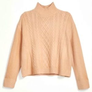LOFT Off-White Cable Turtleneck Sweater
